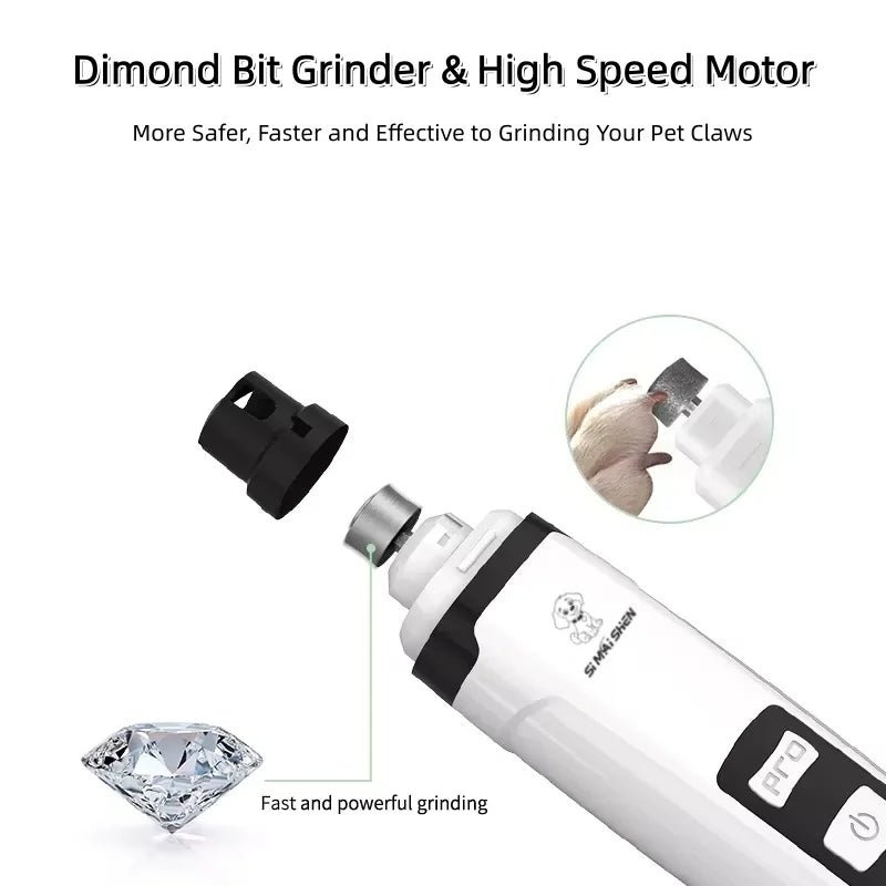 New Electric Dog Nail Clippers Rechargeable USB Charging LED Light Quiet Cat Nail Grinders Pet Paws Nail Grooming Supplies