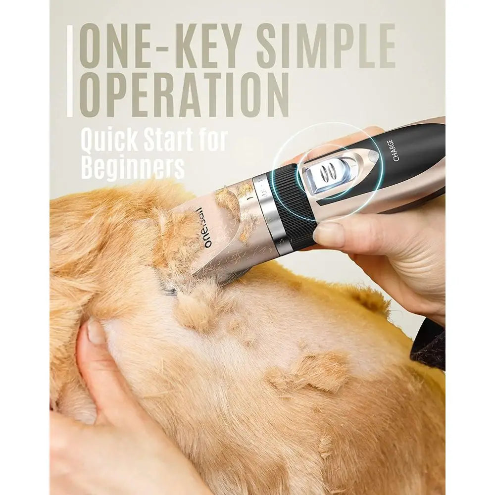 Dog Clippers Low Noise, Rechargeable Dog Grooming Kit, Quiet Pet Shaver for Dogs Cats Pets (Gold)
